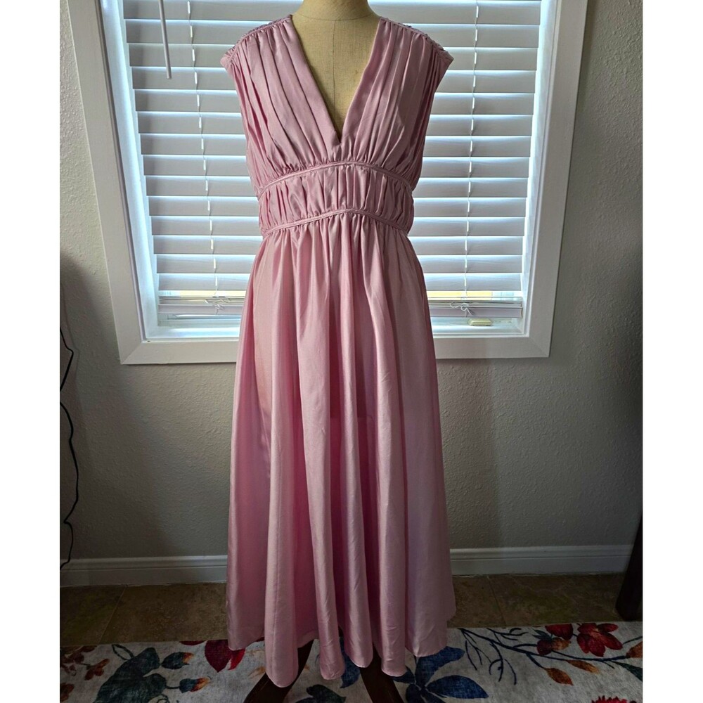 J.CREW Pink Silk Blend Maxi Dress V-Neck Sleeveless P HTF XS Fairy Romantic